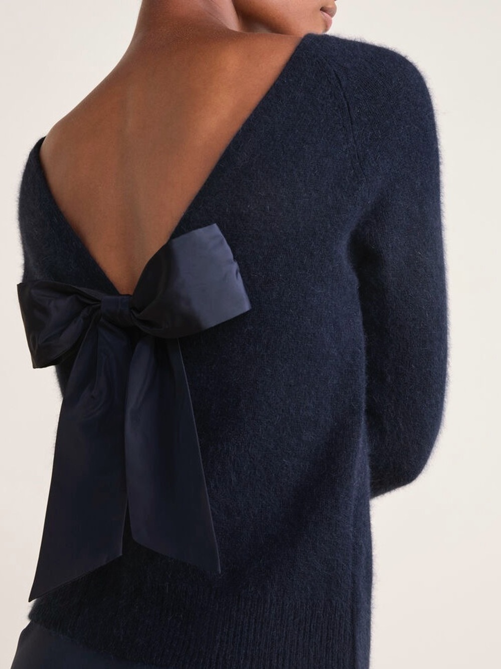 Vineyard Vines NWT Luxe Bow Back Sweater Fox fibre Nautical Navy Size Small